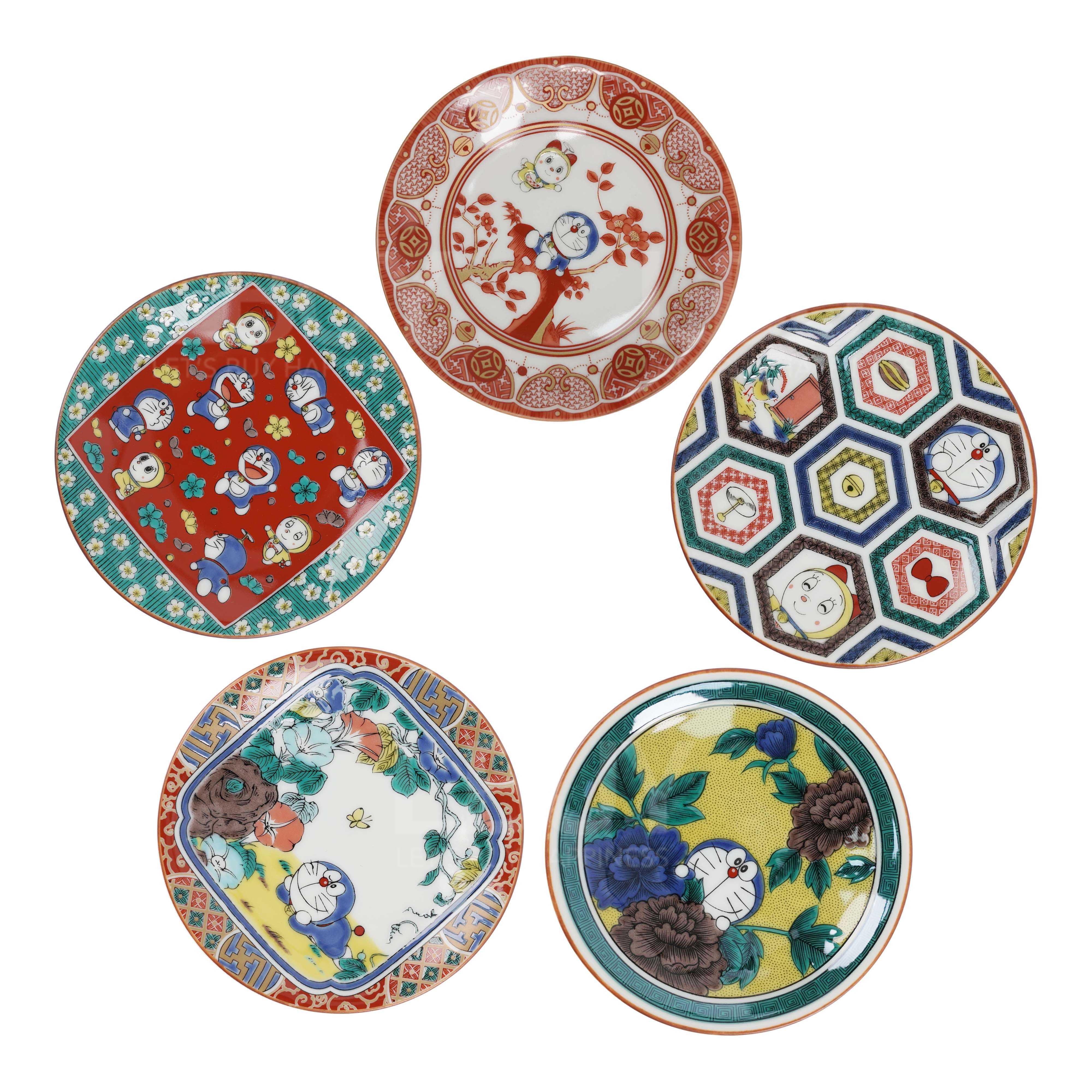 Doraemon Kutani-yaki Japanese Small Dish (5pcs Set)