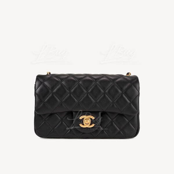 CHANEL☆手袋 Chanel-Chanel 金幣鏈帶17cm黑色垂蓋手袋AS3368