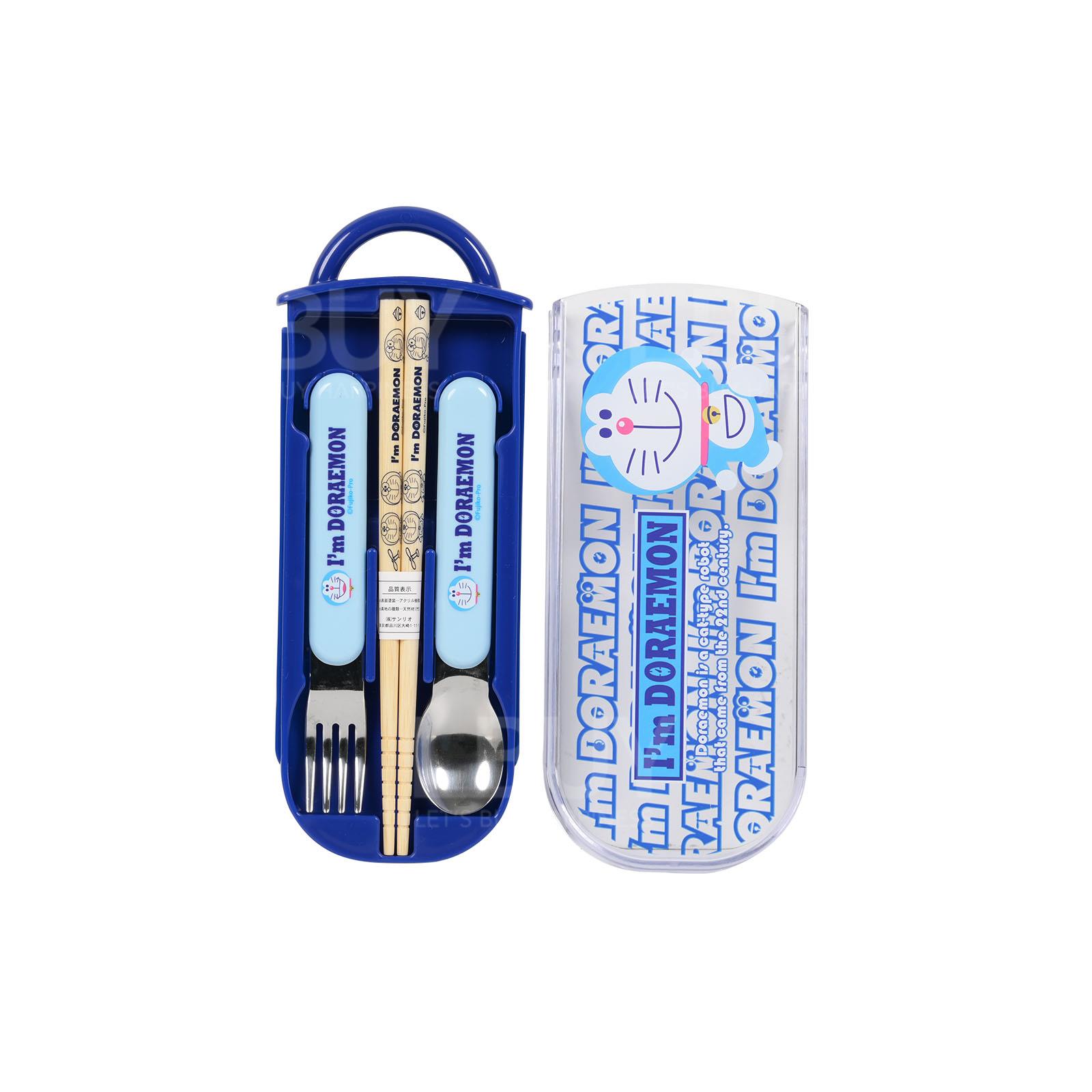 Doraemon three-piece tableware set with sliding lid