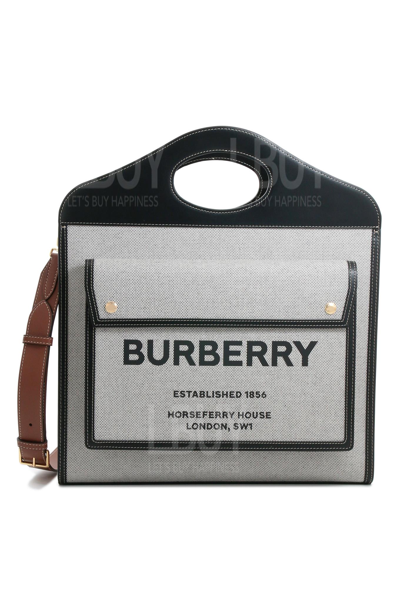 Medium TwO-Tone Canvas And Leather Pocket Bag