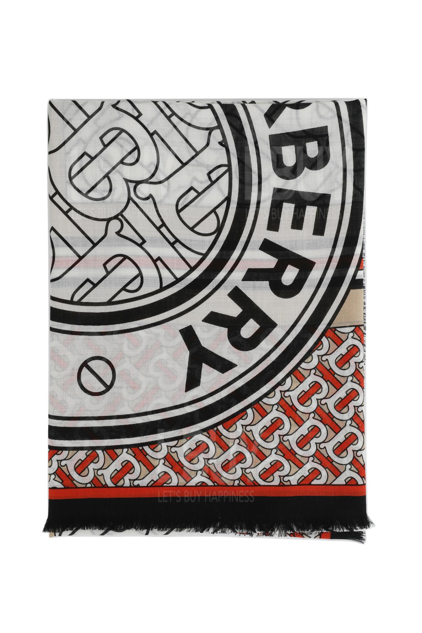 Monogram Print Wool Silk Large Square Scarf 围巾