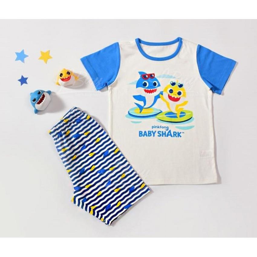 Baby shark 蓝白套装 (尺码: 90-120)