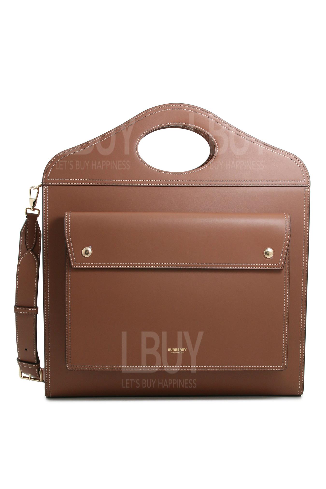 Medium Topstitch Detail Leather Pocket Bag TOP HANDLE/SHOULDER BAG