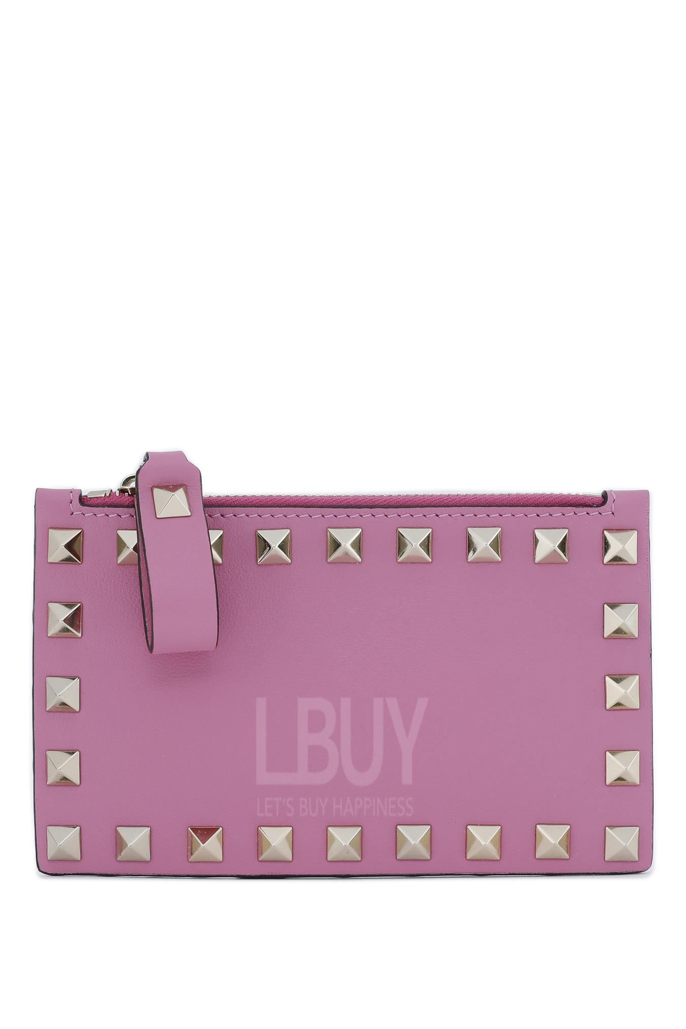 Rockstud Calfskin Cardholder With Zipper Card holder/Coin purse