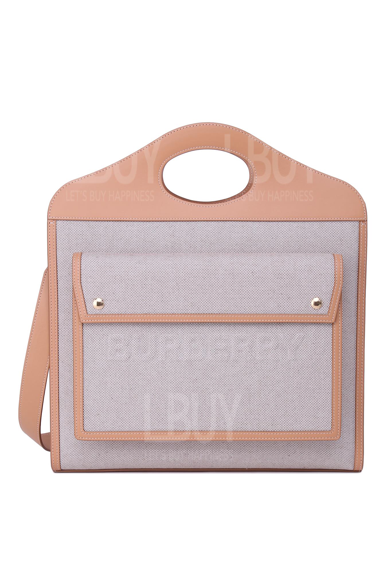 Medium TwO-Tone Canvas And Leather Pocket Bag Top handle/Shoulder bag