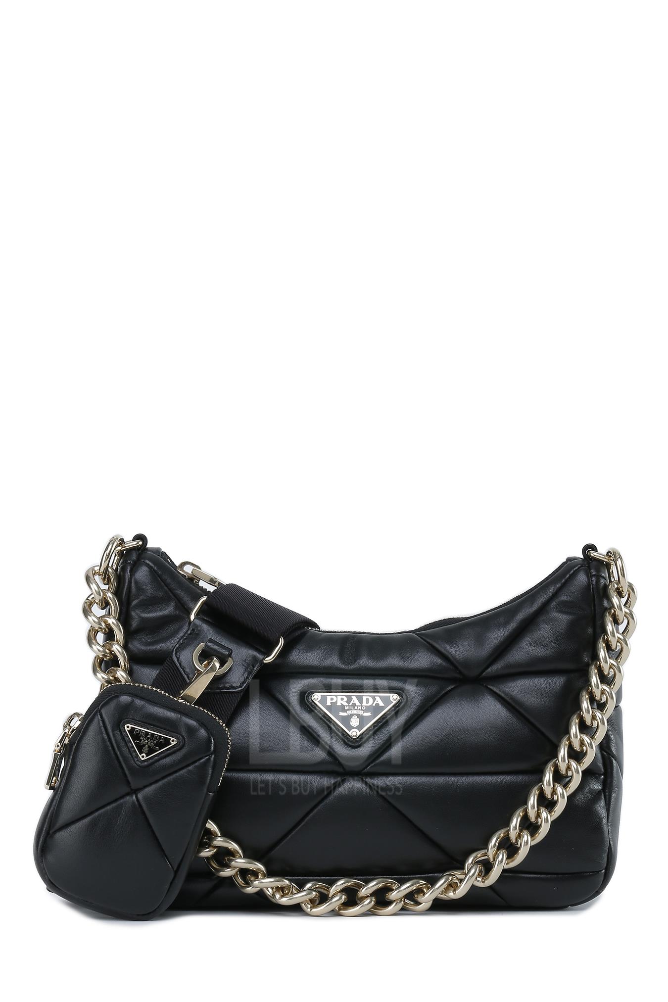 PRADA SYSTEM NAPPA LEATHER PATCHWORK SHOULDER BAG 链条包/斜背包