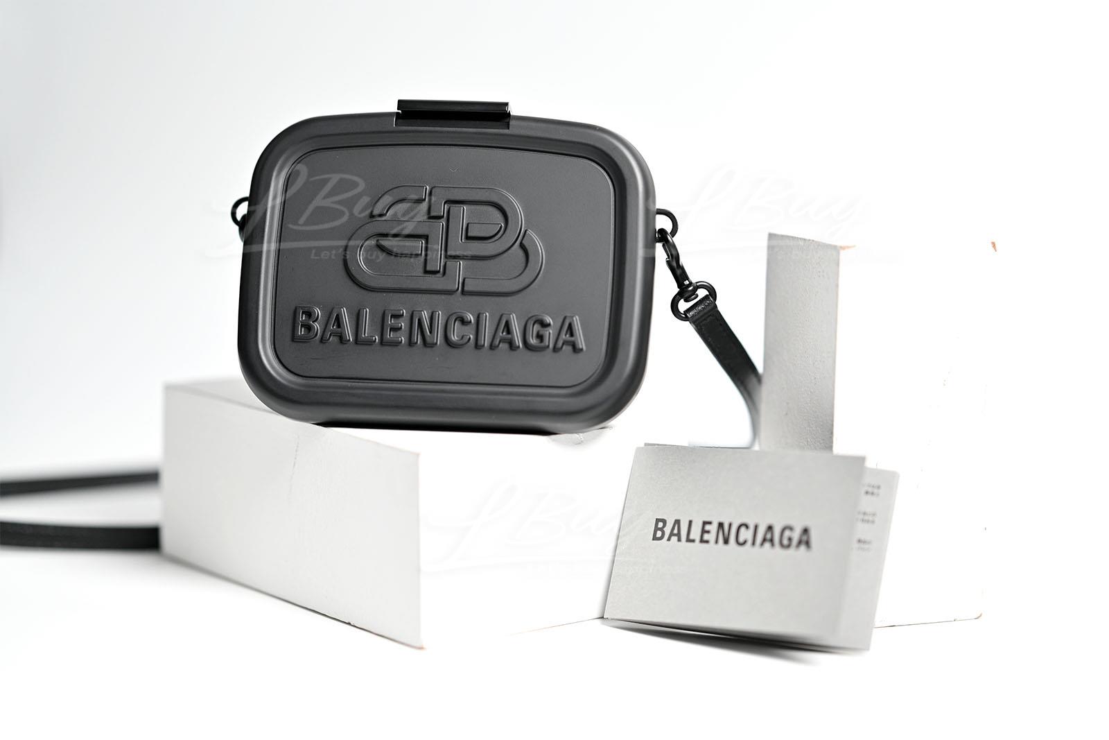 Balenciaga-Balenciaga Black Lunch Box Mini Case with Leather Strap