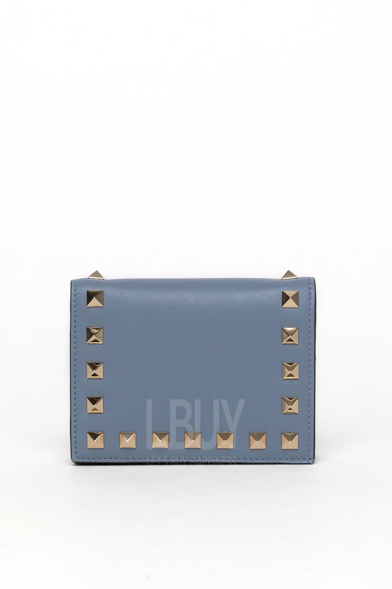 Small Rockstud Calfskin Wallet 钱包