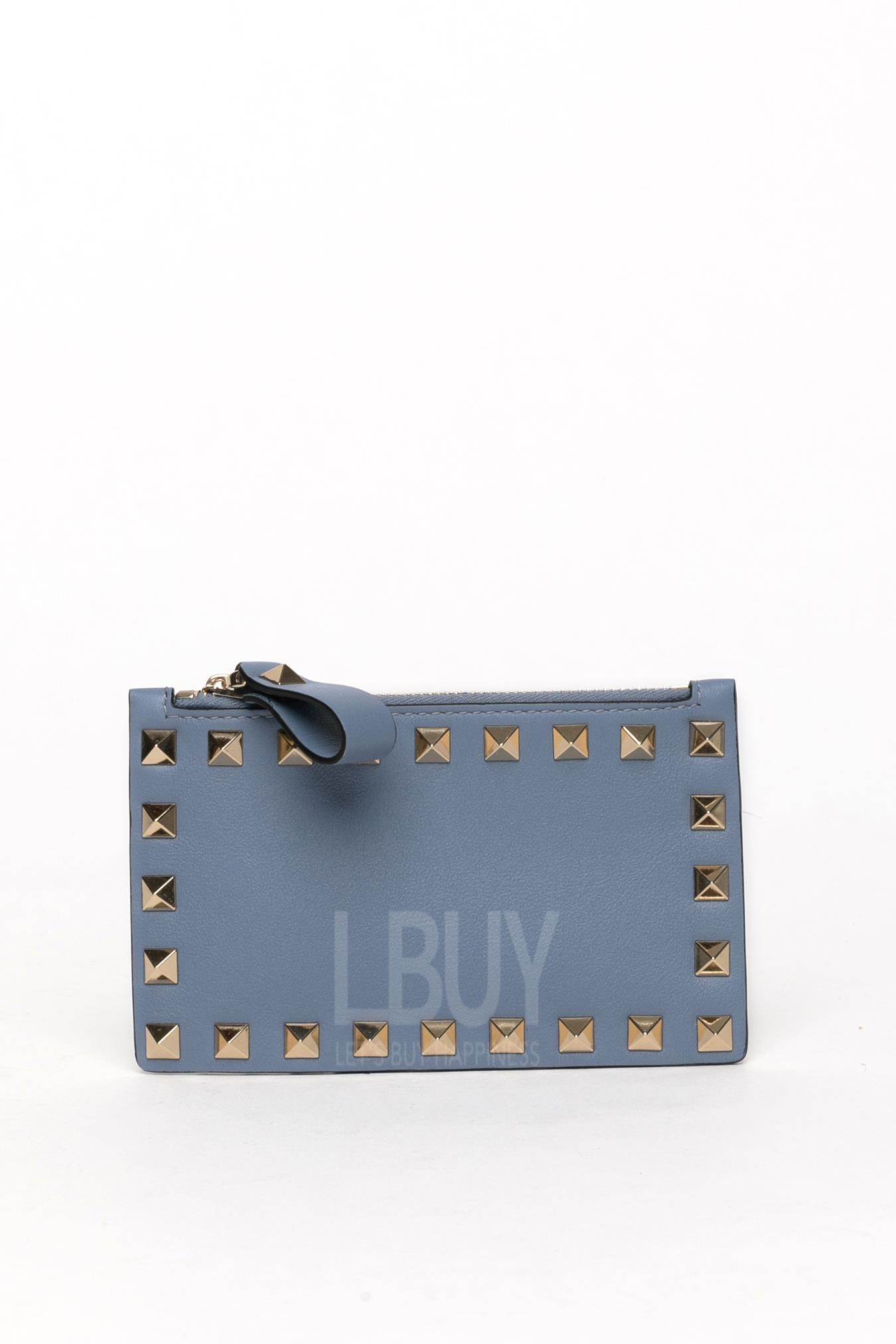 Rockstud Calfskin Cardholder With Zipper 卡片包/零錢包