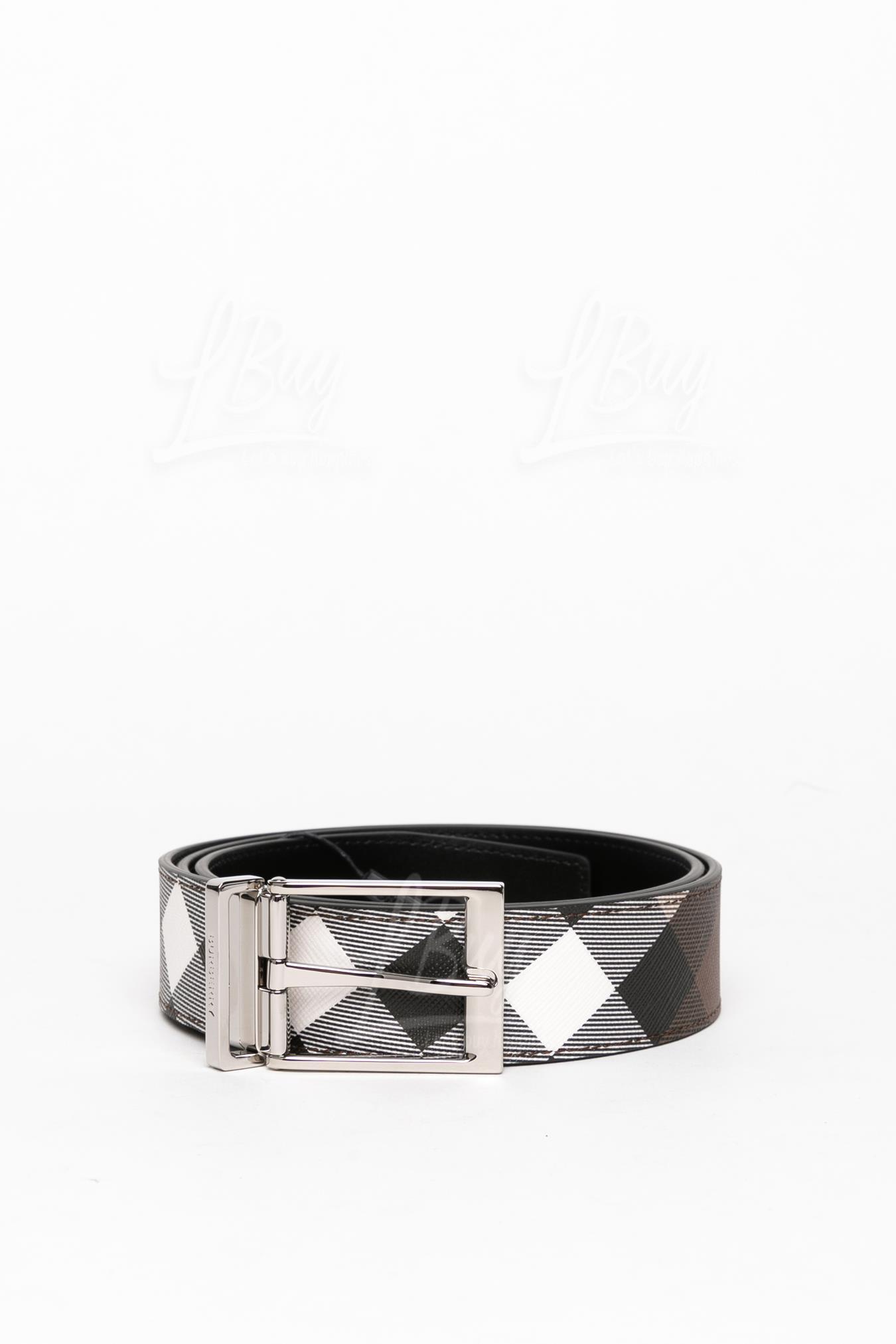 Reversible Check e-Canvas And Leather Belt Belt