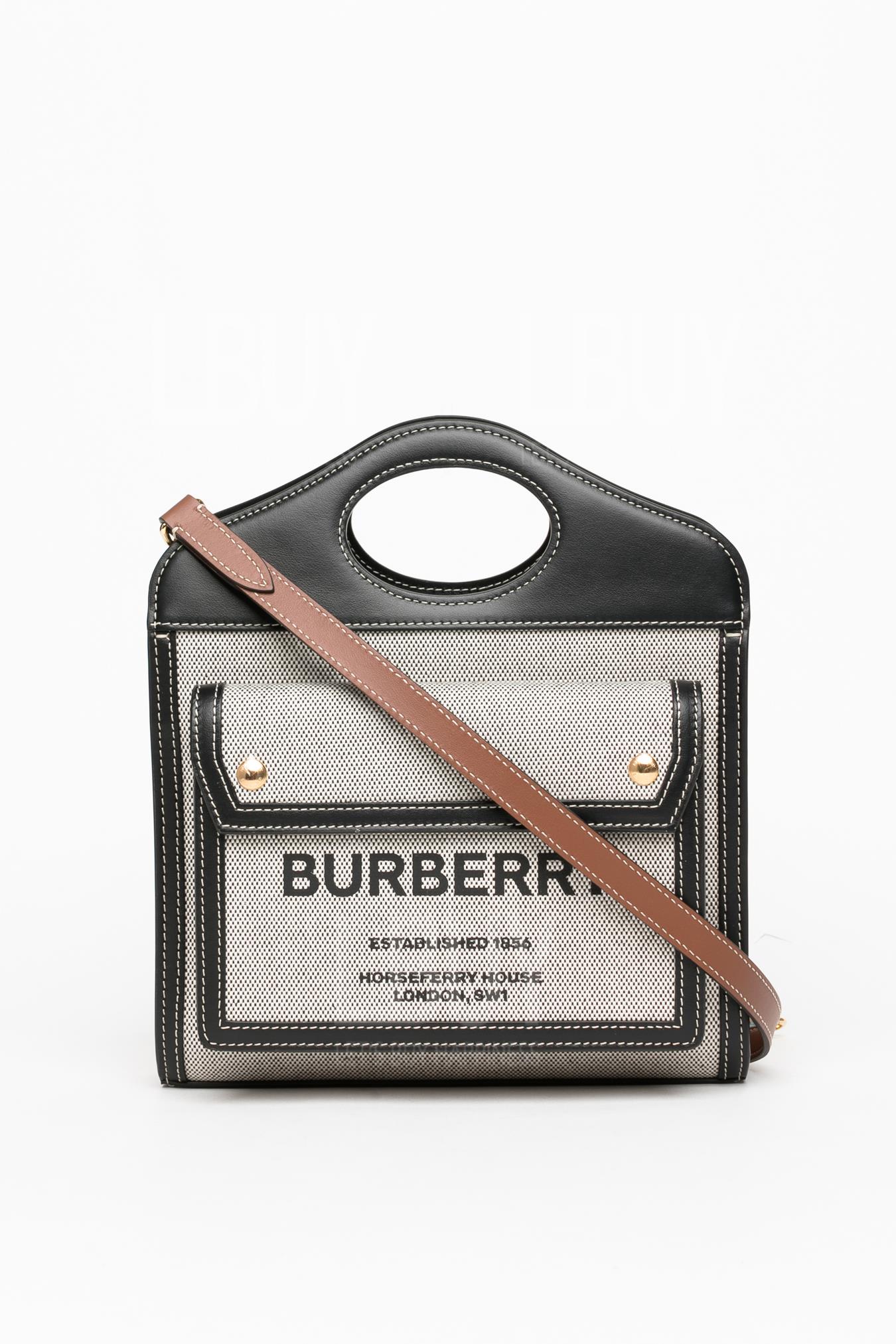 Mini Tri-Tone Cotton Canvas And Leather Pocket Bag 斜背包/手提包