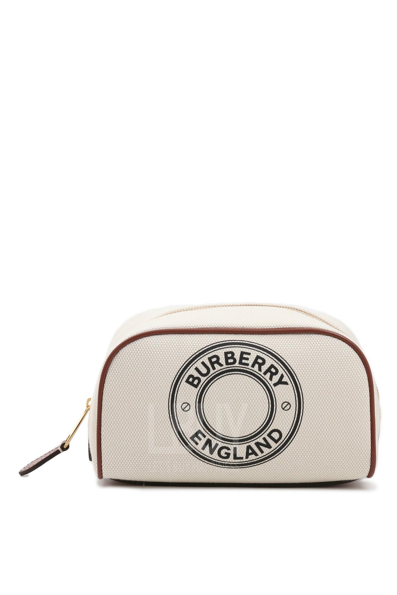 Small Logo Graphic Cotton Canvas Travel Pouch