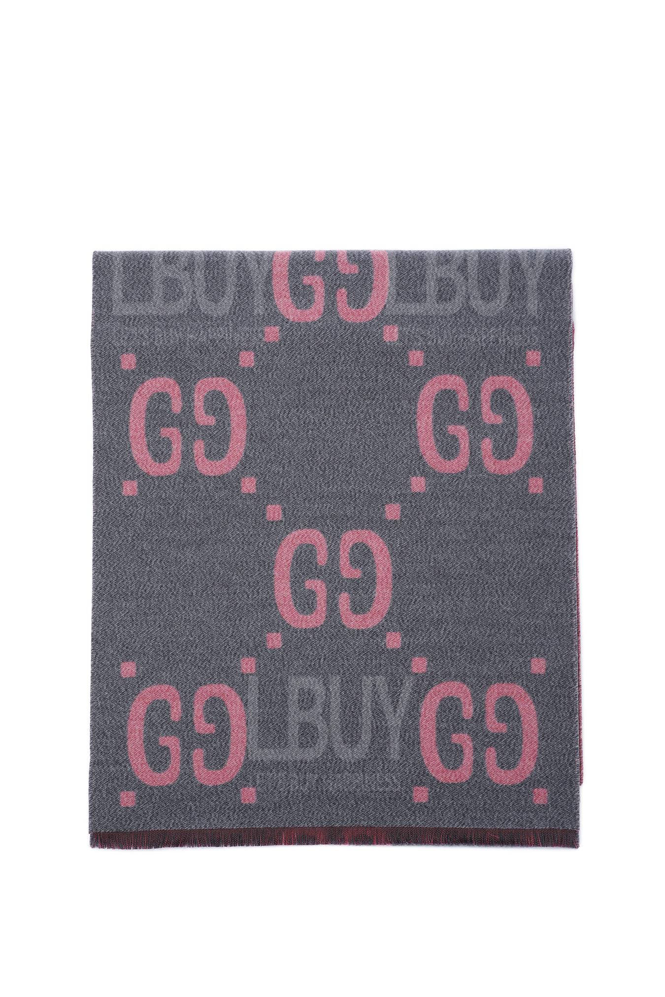 GG jacquard wool silk scarf
