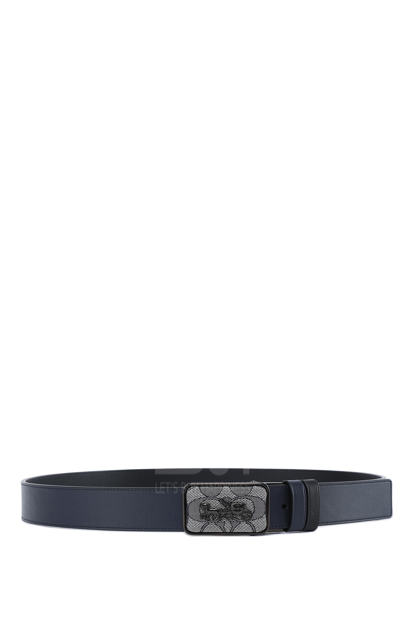 Horse And Carriage Plaque Buckle Cut-To-Size Rever腰帶