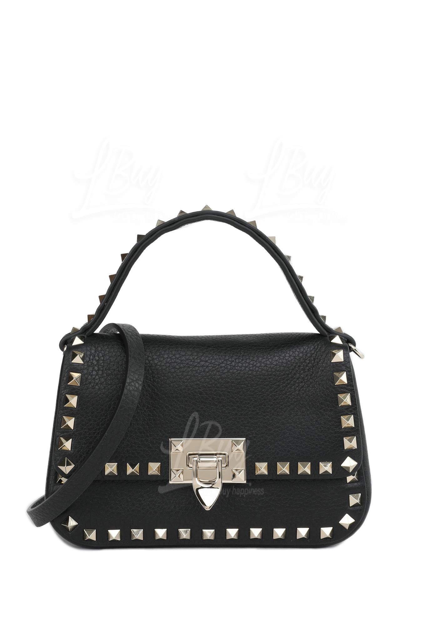 Small Rockstud Grainy Calfskin Handbag TOP HANDLE/CROSSBODY BAG