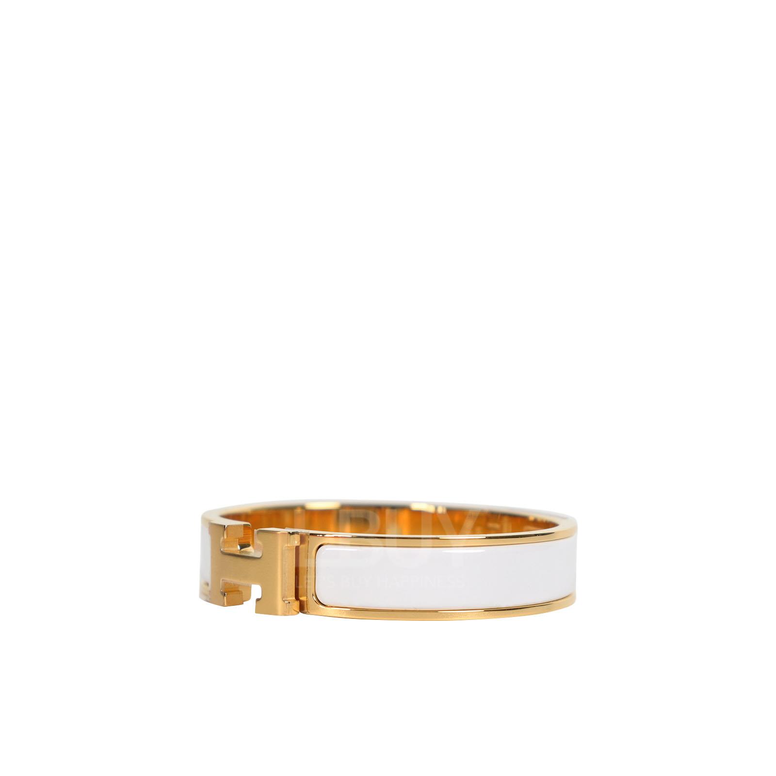 Hermès-Hermes Clic H Bracelet White Gold ghw