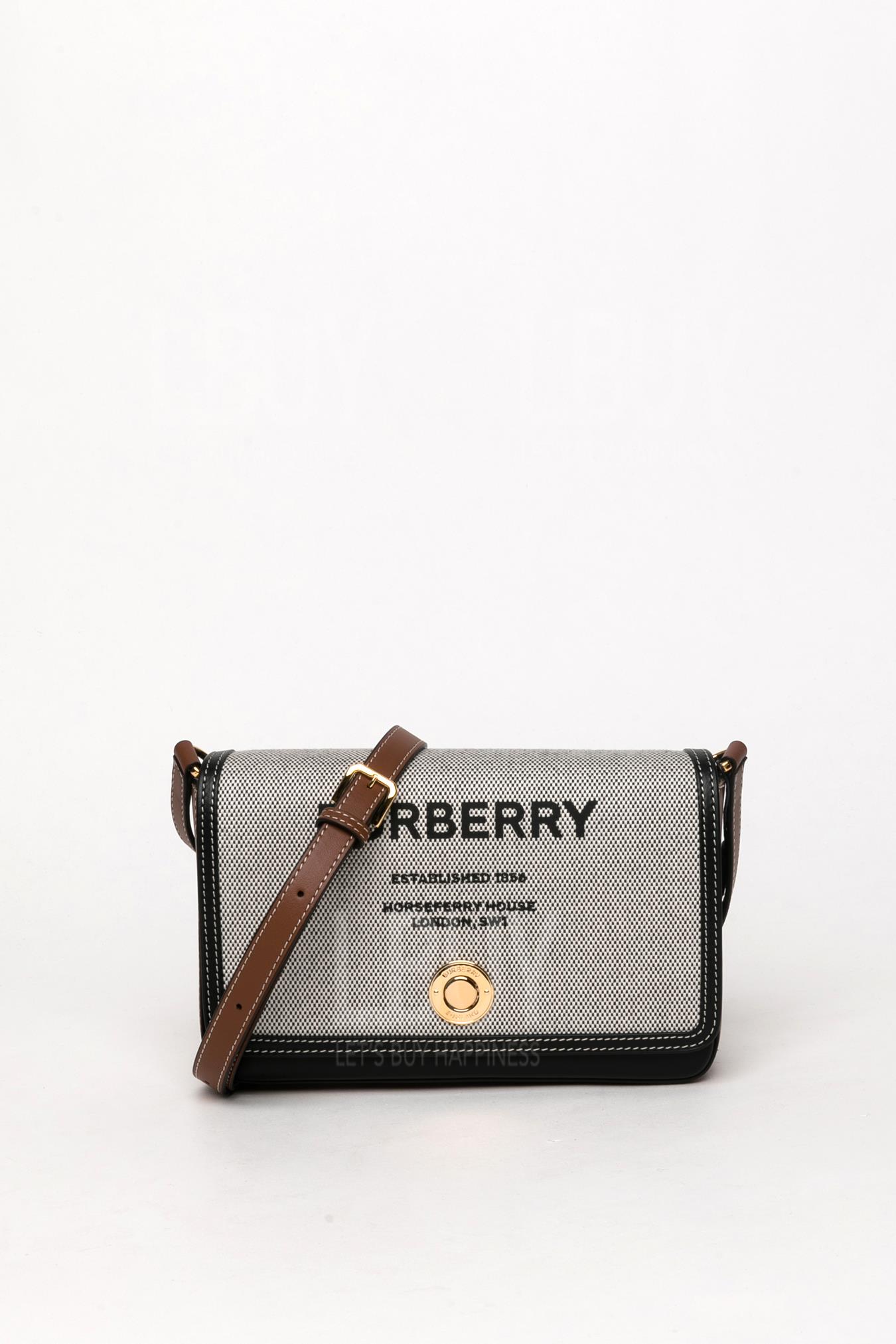 HORSEFERRY PRINT CANVAS AND LEATHER CROSSBODY BAG 斜揹袋