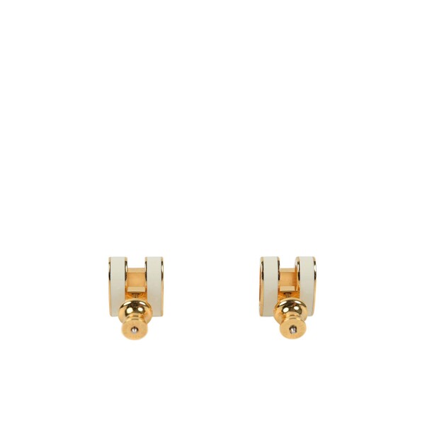 Hermès-Hermes Pop H Earrings White with Gold Plated Hardware