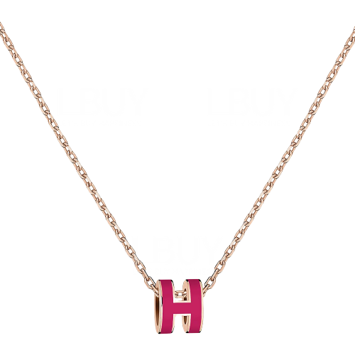 Hermes Mini Pop H Necklace 項鍊 紅莓色配玫瑰鍍金