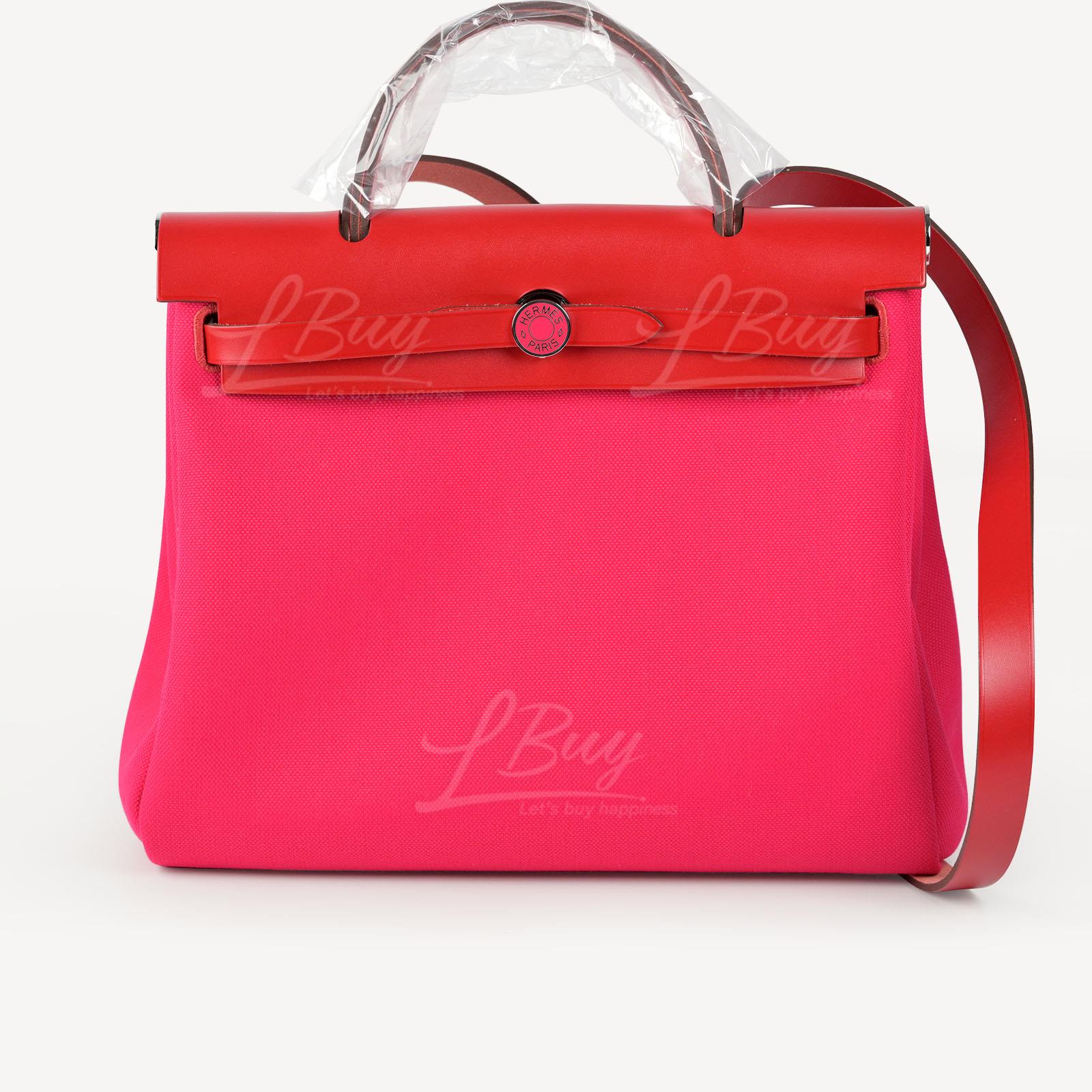 Hermes Herbag Zip 31 Retourne Laque Bag Rose Mexico; Rouge Piment phw