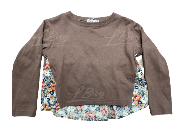 啡色碎花長袖Long Sleeves Tee T-Shirt