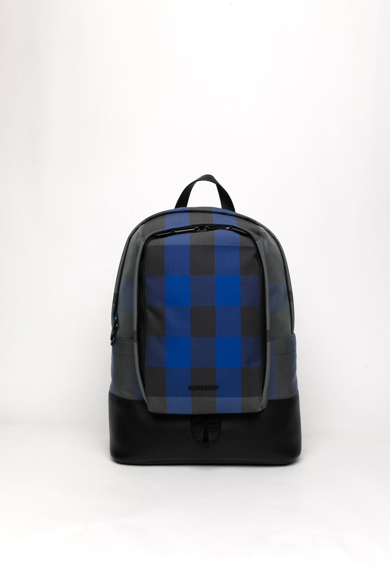 Large Check Cotton Canvas And Leather Backpack 背囊