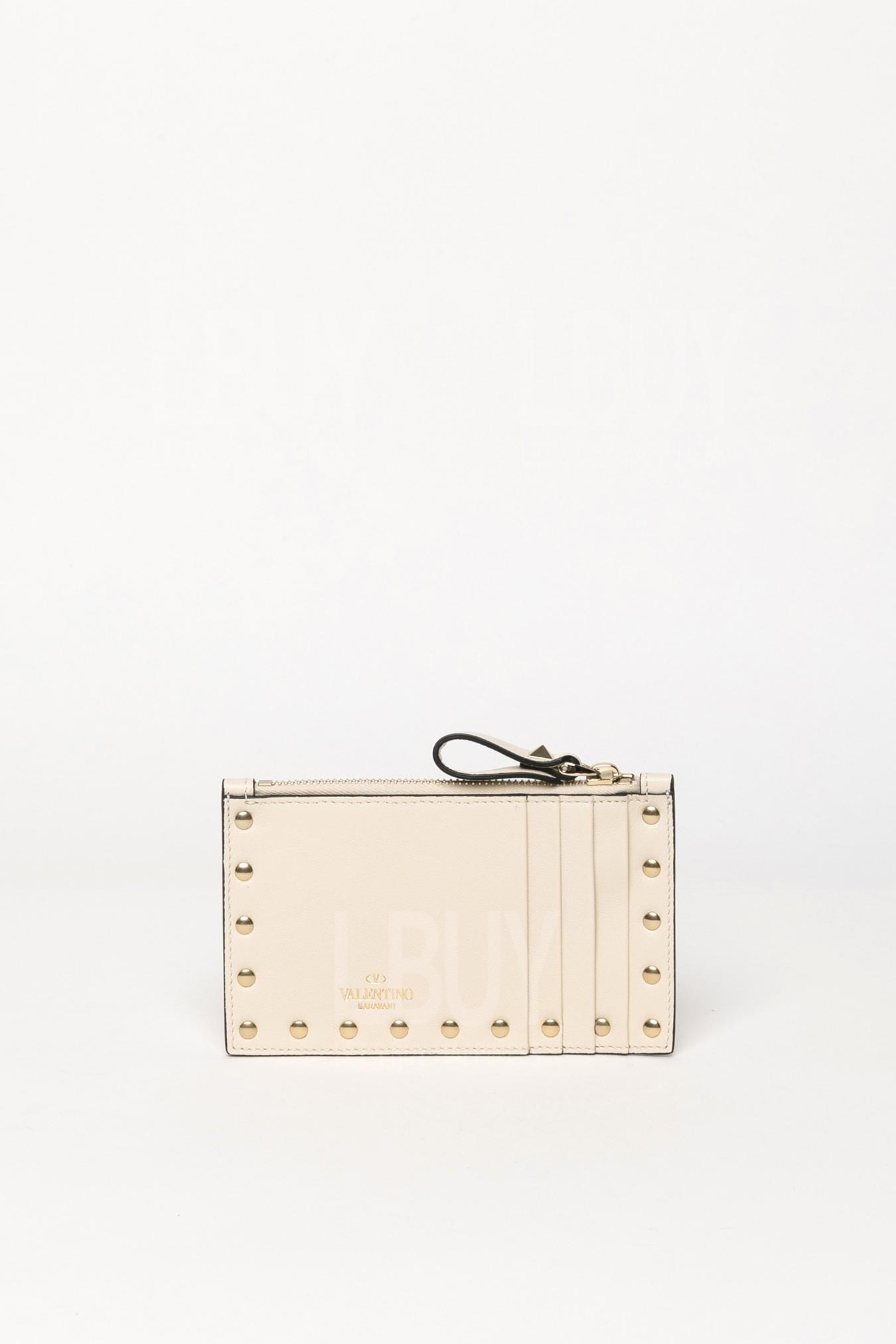 Rockstud Calfskin Cardholder With Zipper 卡片包/零錢包