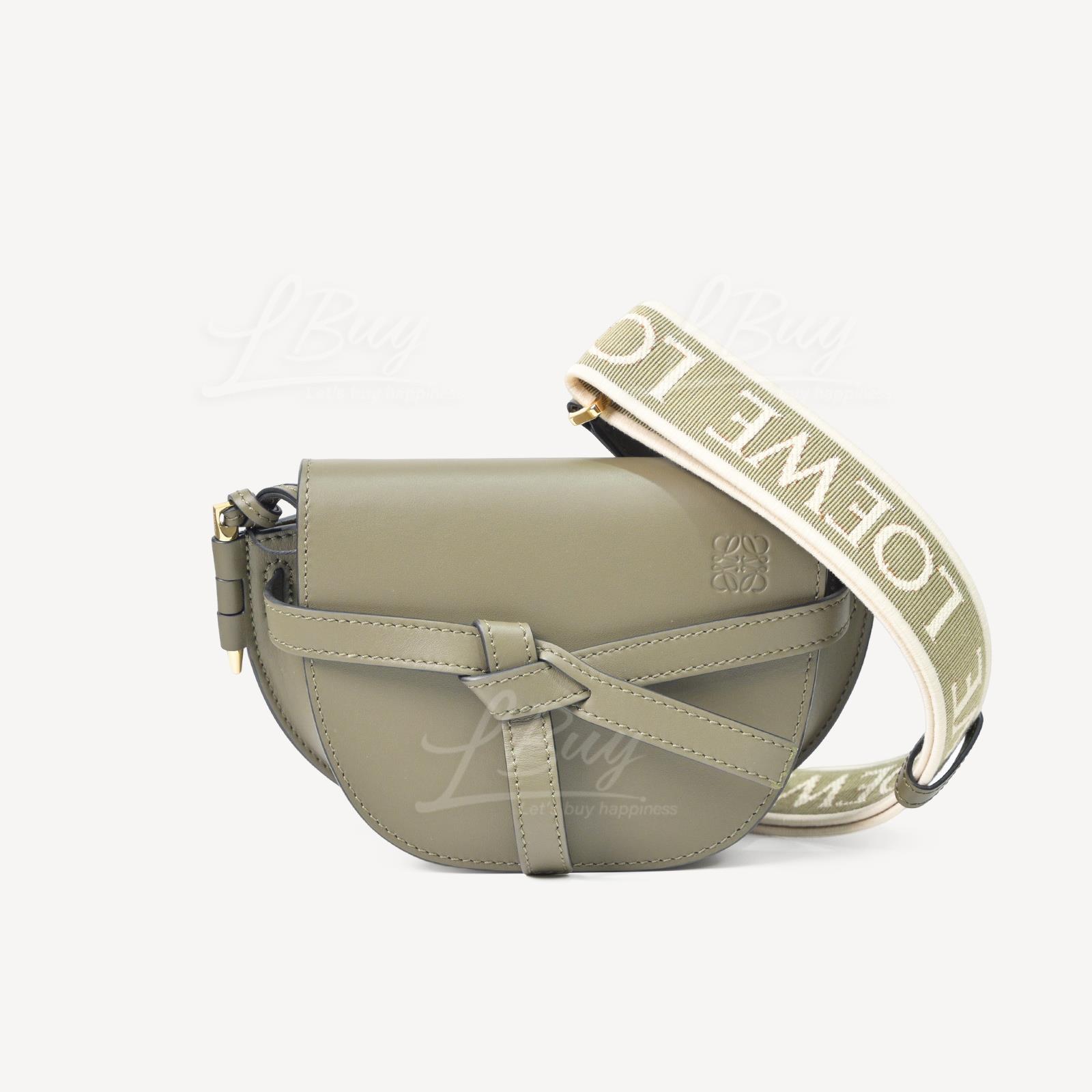 Loewe 柔軟小牛皮緹花迷你 Gate 雙層包 Autumn Green