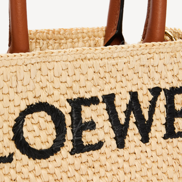 Loewe-Loewe Standard A5 Tote Bag in Raffia Natural Black