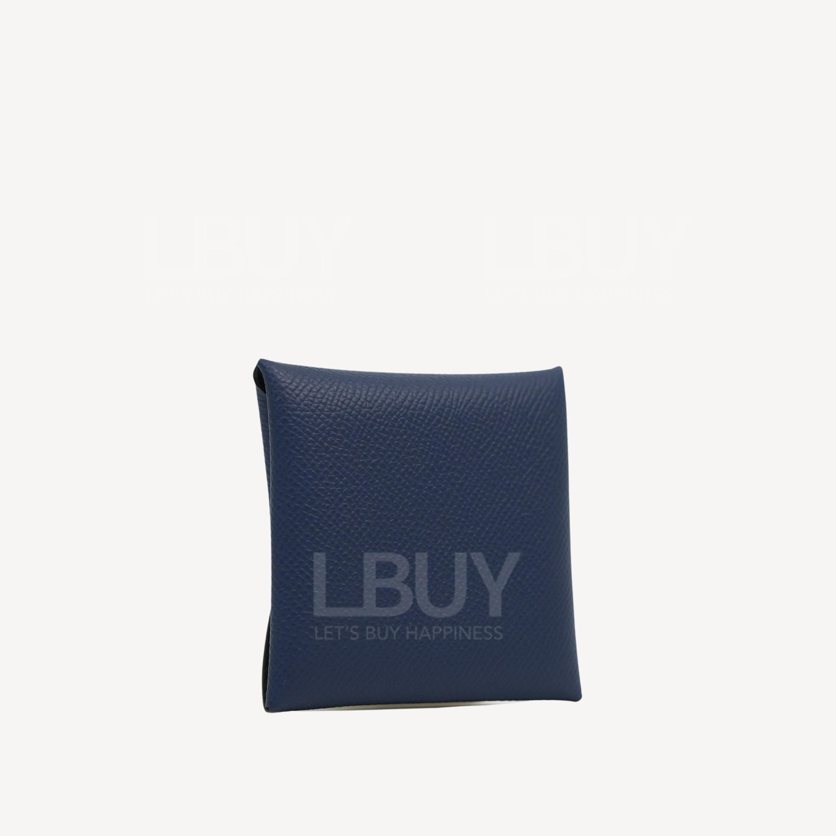 Hermès-Hermes Bastia Verso Change Purse Bleu Saphir with Vert Anglais