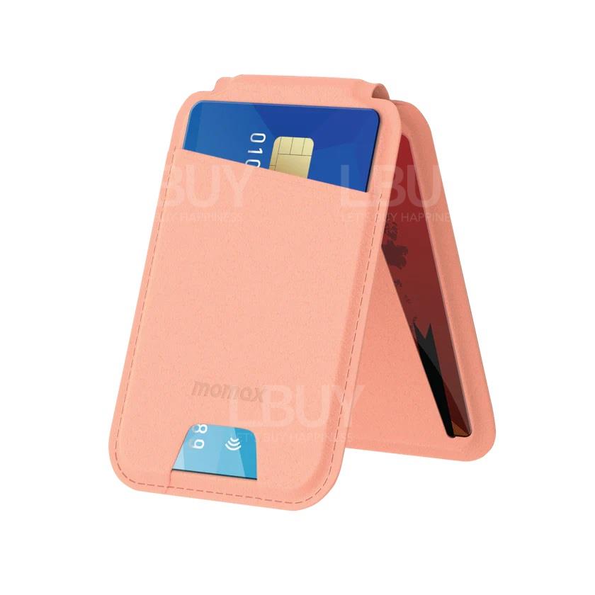 MOMAX 1-Wallet Magnetic Card Holder With Stand Pink