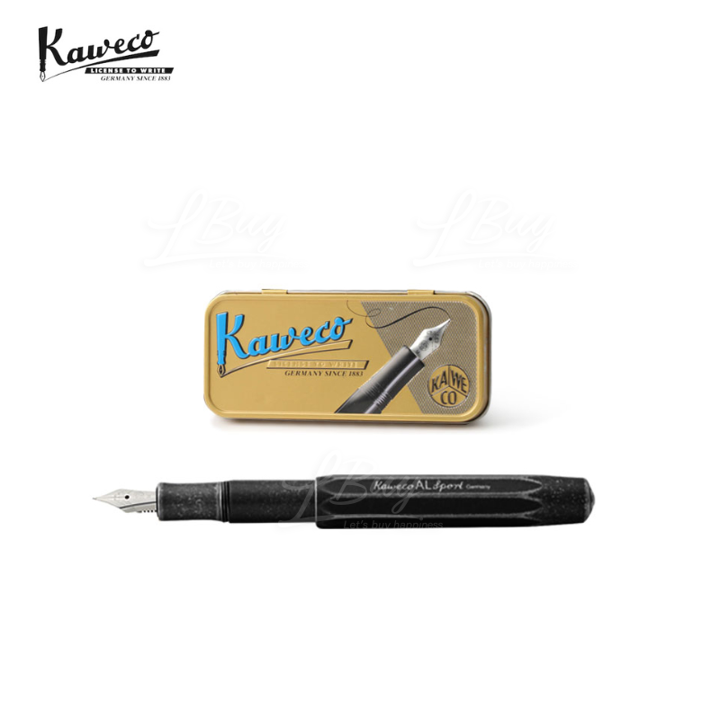 Kaweco AL SPORT Stonewashed Fountain Pen Black F with tin box with 0.7mm nib