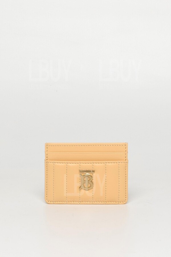 Burberry-Burberry TB Gold Logo Lambskin Leather Card Holder Golden
