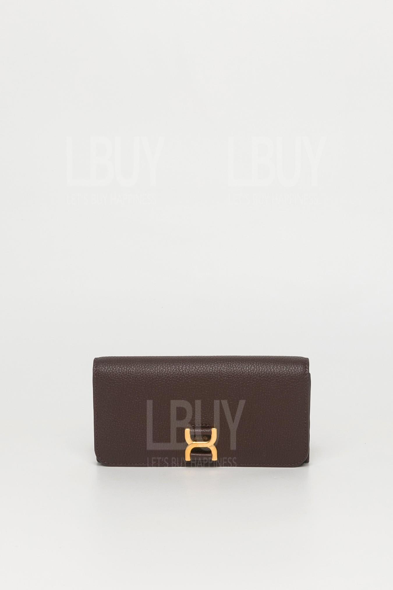 Chloé Marcie Grain Calfskin Leather Long Wallet Deep Violine
