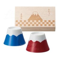 富士山清酒杯木盒裝 (紅色藍色)