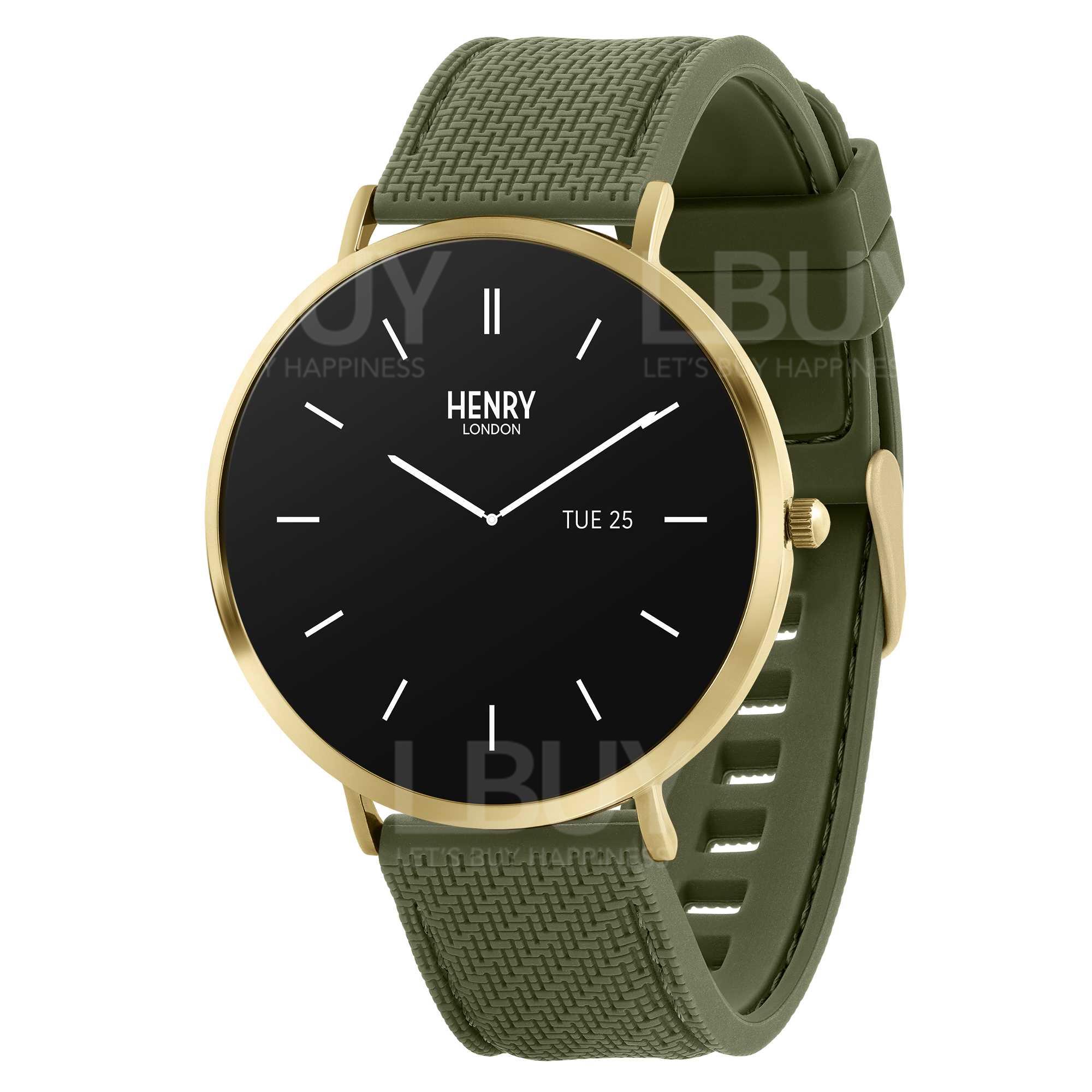 Henry London 智能手錶 (金色和森林绿硅胶錶带) HLS65-018