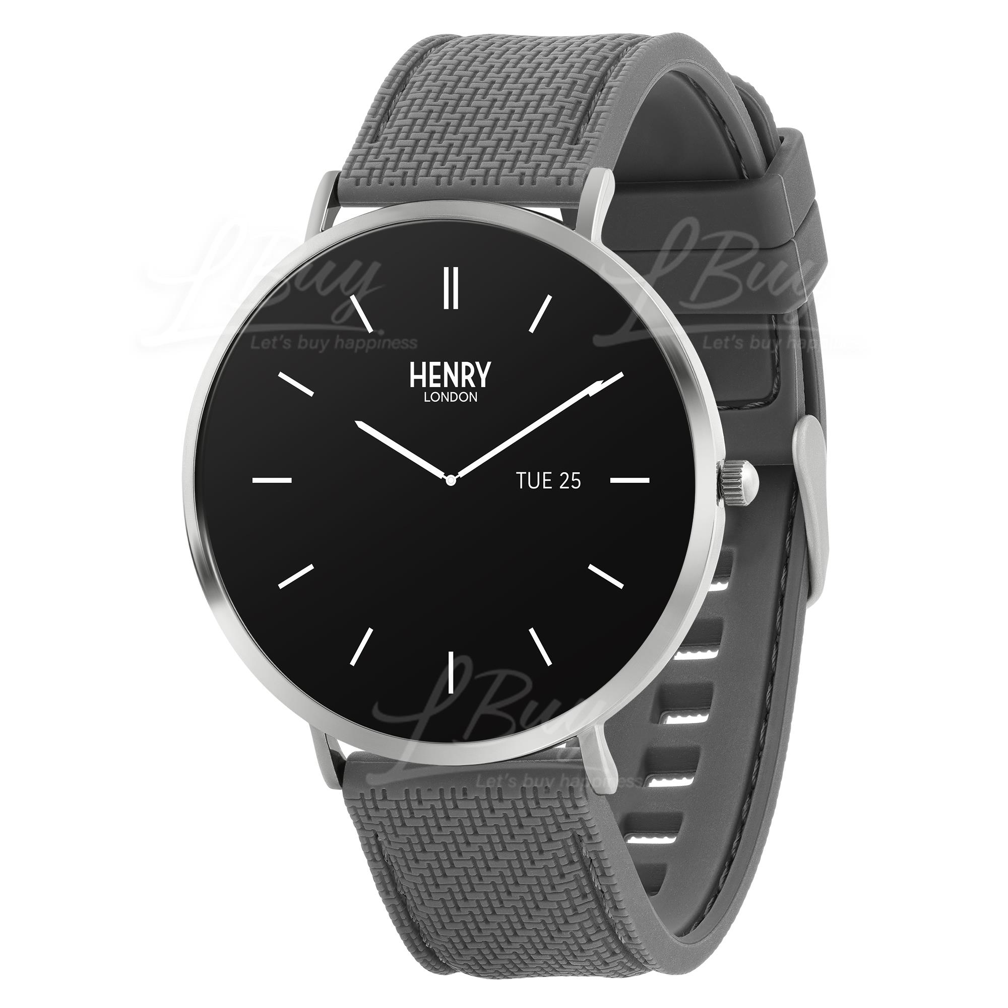 UK Henry London Elegant Smart Watch (Silver and Slate Silicone Strap) HLS65-011