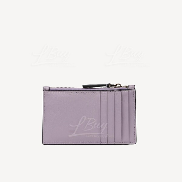VALENTINO正規品/送料/関税込み Mini V Logo Zipper Card Wallet Valentino-Valentino Embossed Vlogo Zipper Card Holder Purple
