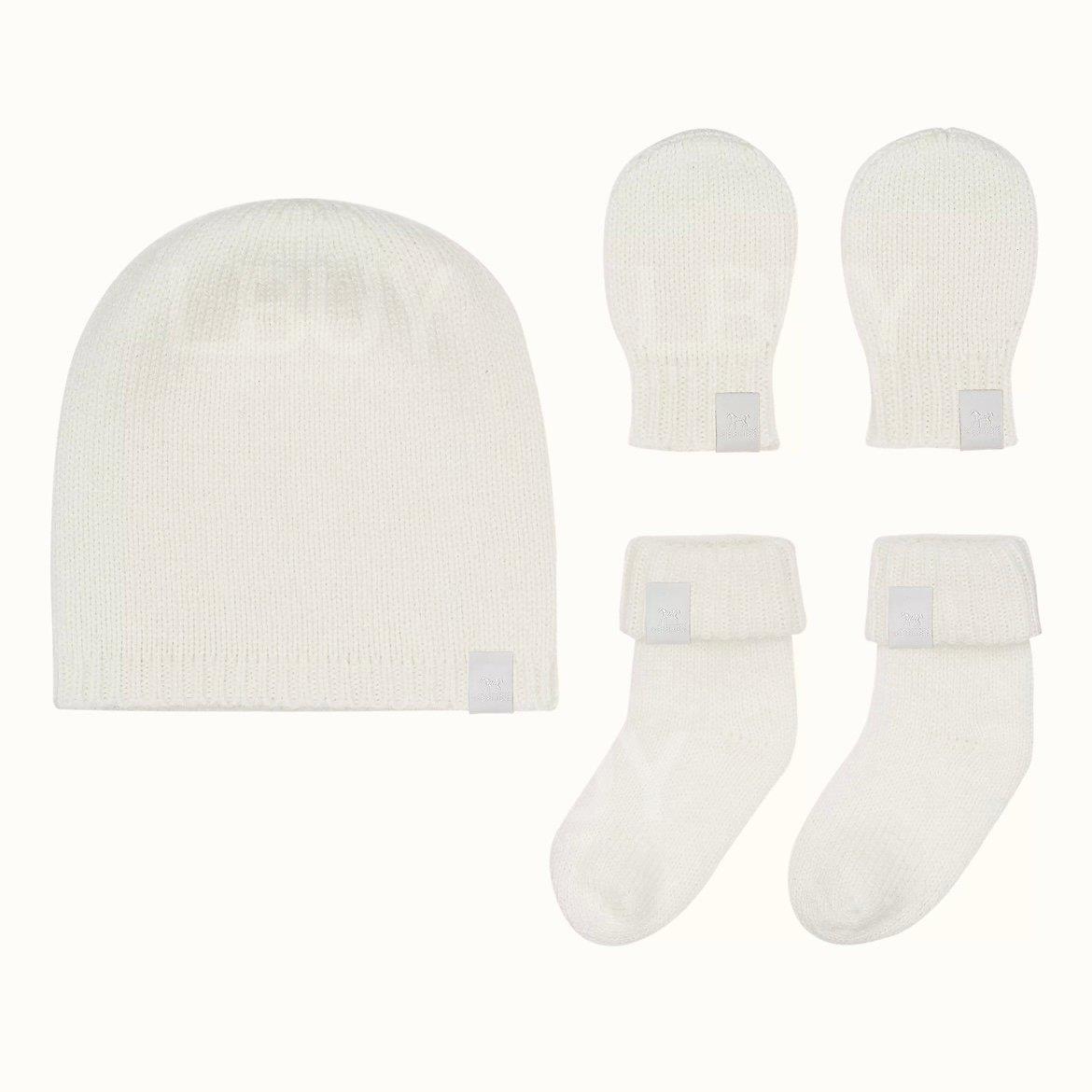 Hermes Adada Baby Gift Set Hat Mittens Socks Blanc