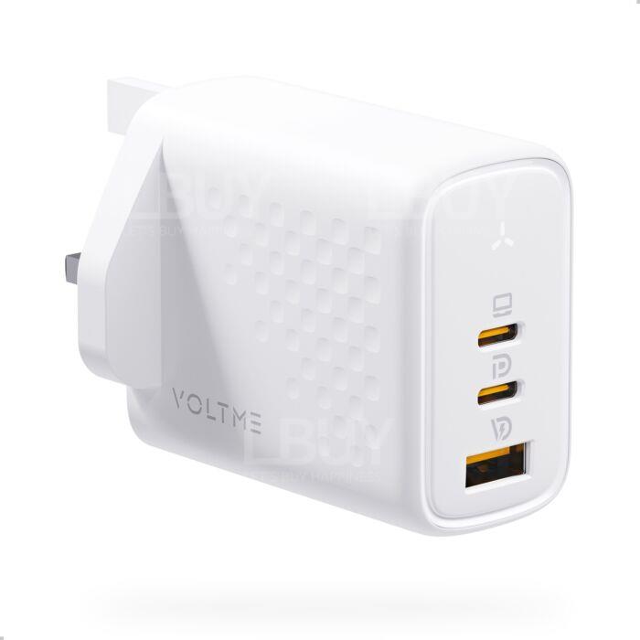 VOLTME Revo 65 - PD65W (USB-C x2+USB-A) 三端口快速充电器（英规）- 白