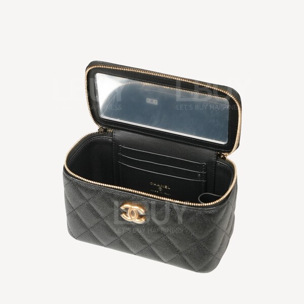 Chanel-Chanel Heart Chain Adjustable CC Logo Vanity Case Black AP3204