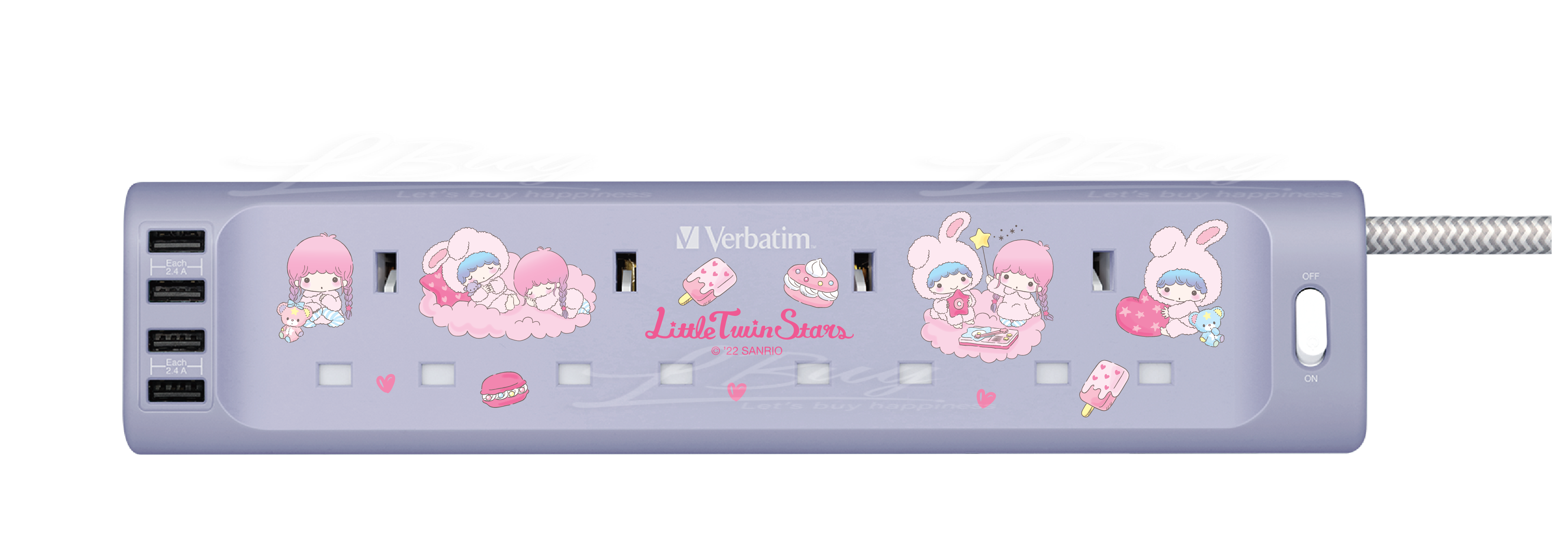 Sanrio USB extension board (4 sockets + 4 USB) Little TwinStar