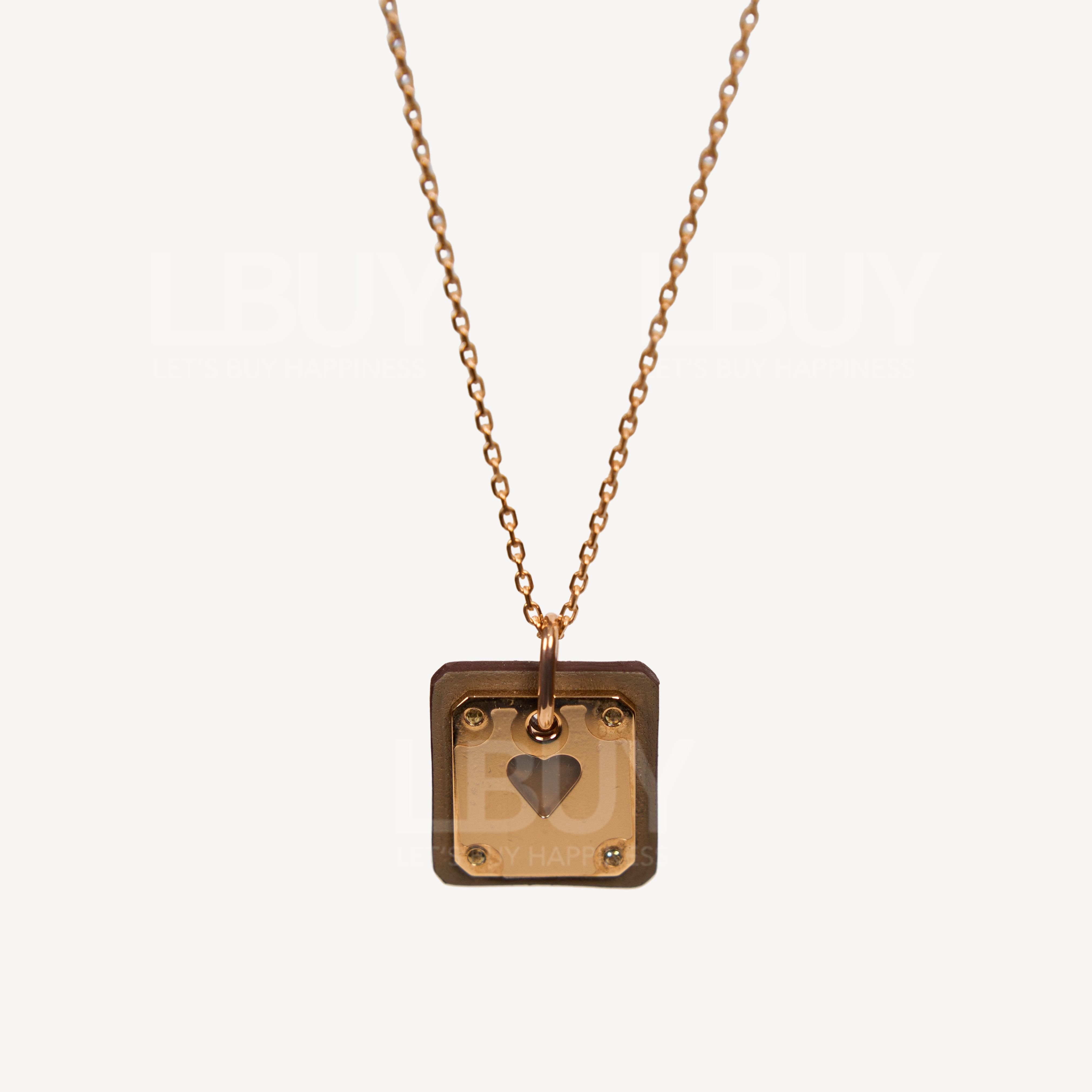 Hermes As de Coeur Necklace Small Model 心心項鍊 大象灰併玫瑰金