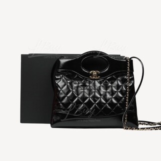 Chanel 31 Mini 金色CC Logo光面小牛皮迷你購物袋 黑色 AS4133