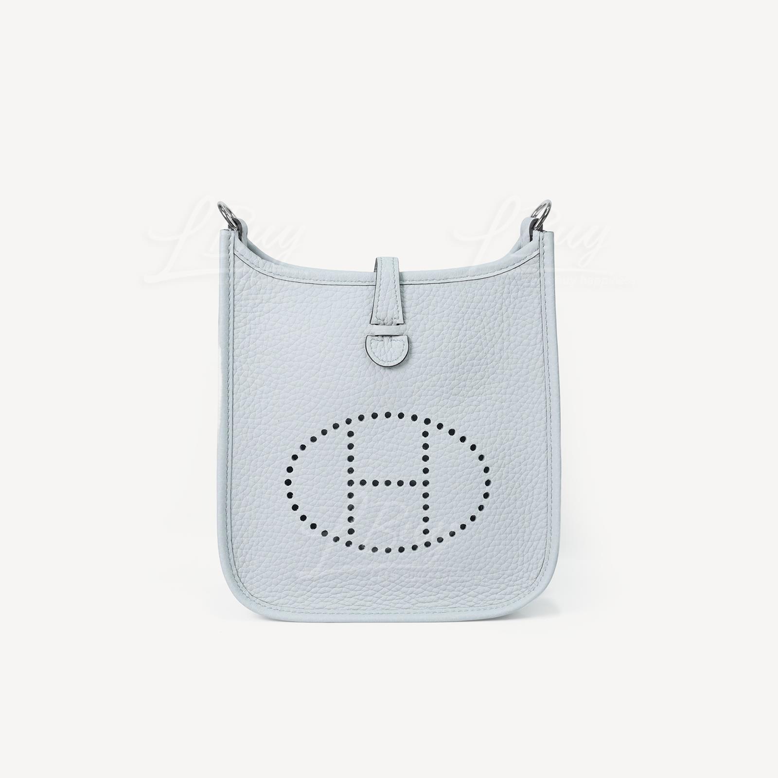 Hermes Mini Evelyne 16 Amazone Bag 圣杯蓝 锡器灰肩带 银扣