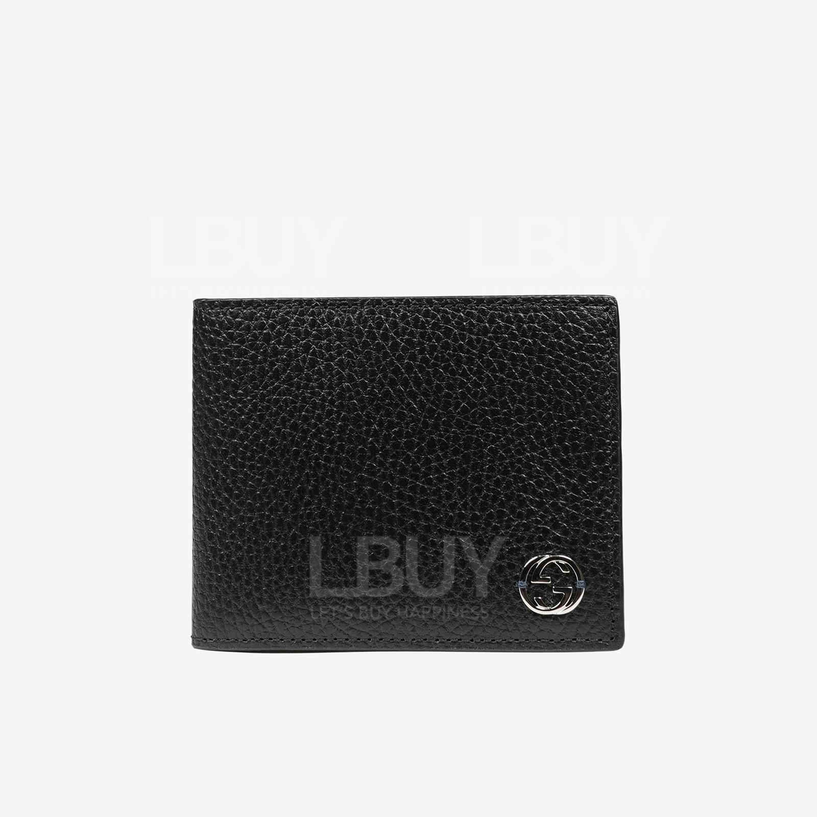 Gucci Silver Logo Short Wallet Black and Blue 610464
