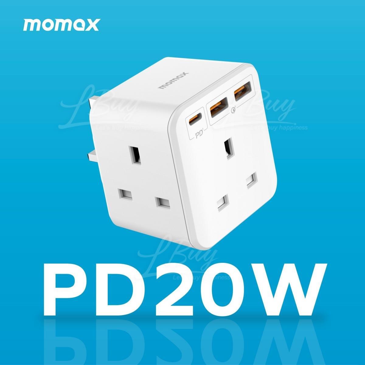 MOMAX ONEPLUG PD20W 3位萬能插蘇 3AC+2A1C US8 白色