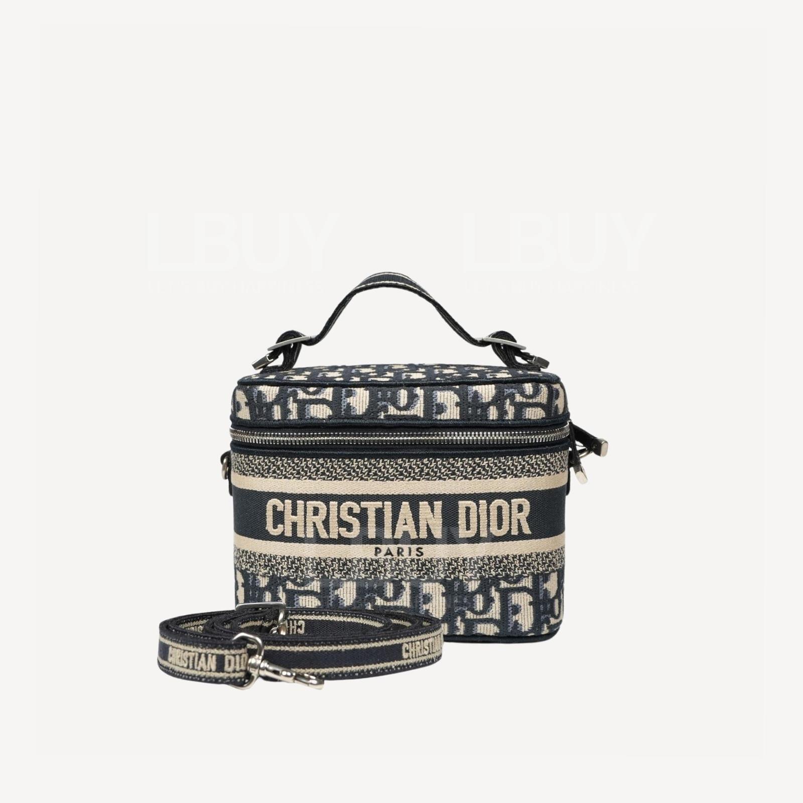 Dior Travel 藍色Oblique 提花化妝包 單肩包 小號