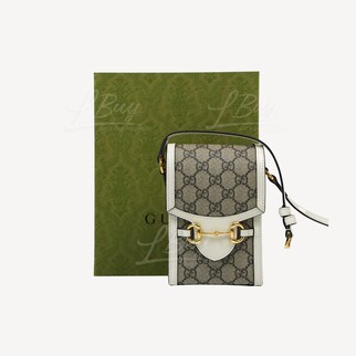 Gucci 馬銜扣1955 GG Supreme 帆布迷你袋手機袋 米色 625615