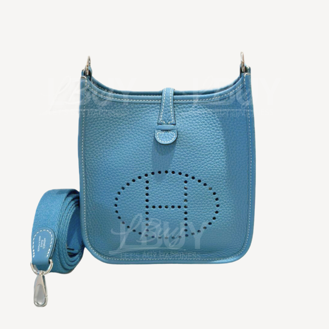 Hermes Mini Evelyne 16 Amazone Bag 牛仔藍 銀扣